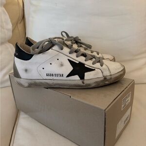 Golden Goose White and Black Star Sneakers